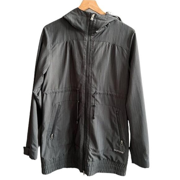 Burton Dryride Softshell Jacket Charcoal Grey Zip Rain Coat Cinched Waist Medium - Picture 1 of 11